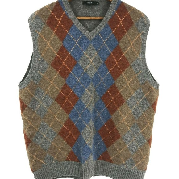 J. Crew Other - J. Crew 100% Lambs Wool Argyle Sweater Vest V-Neck